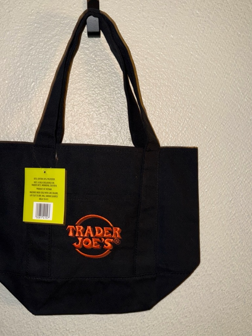Trader Joe’s Black Tote Bag with Orange Logo